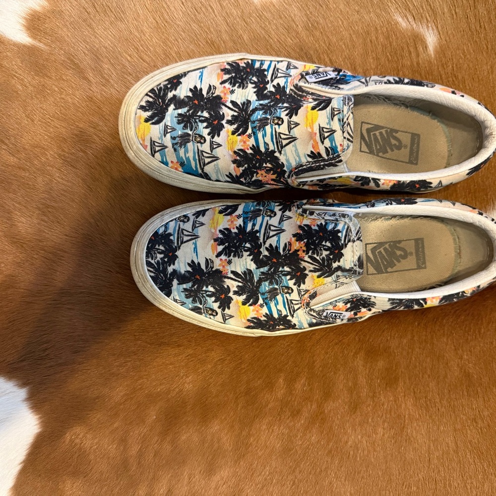 Vans Palm Tree Print Slip-On Shoes customized